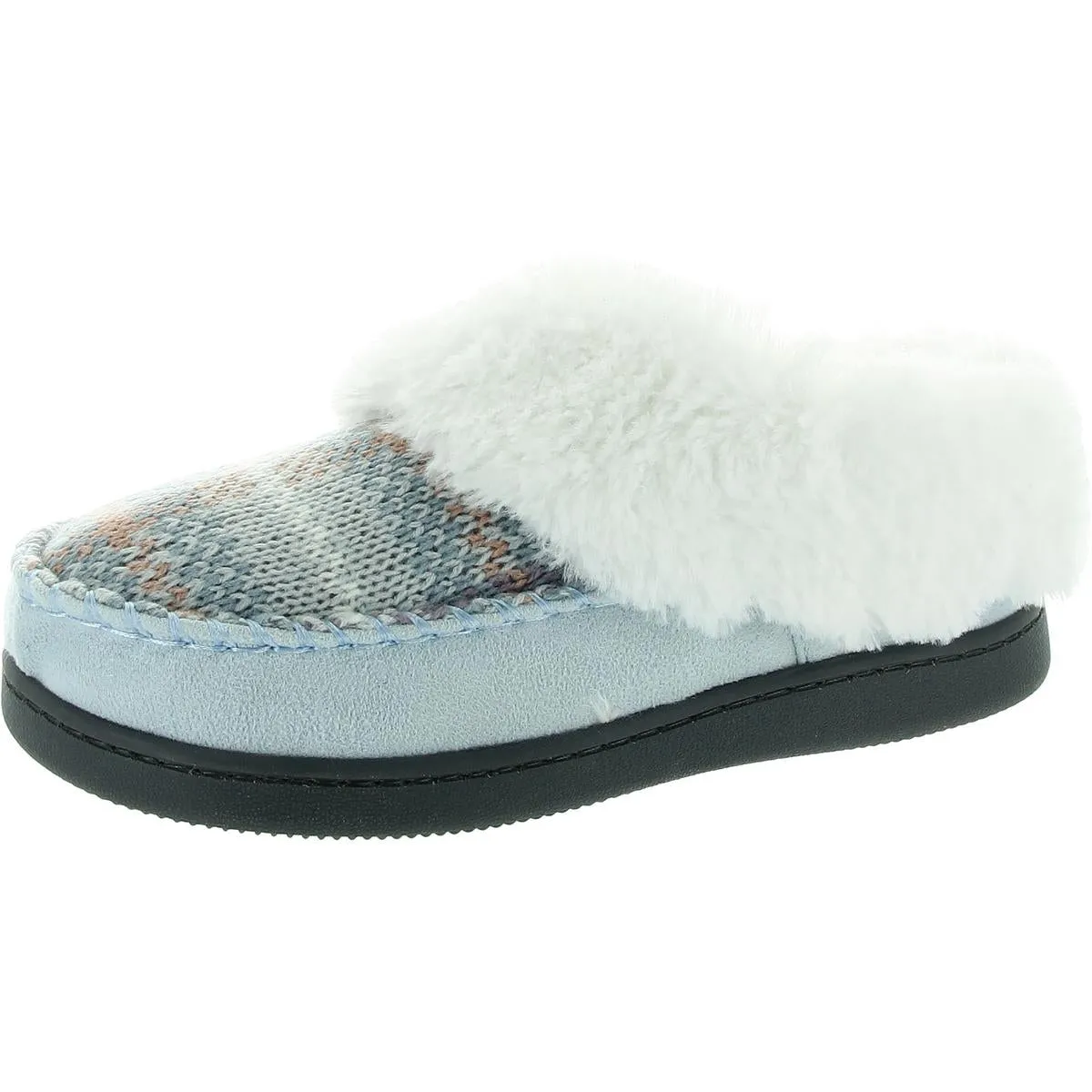 MINERVA Womens Faux Fur Lined Faux Fur Moccasin Slippers