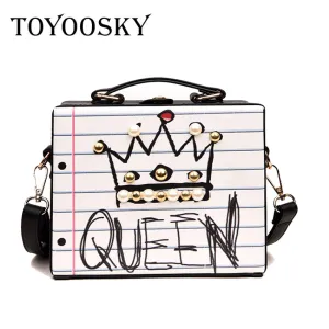 New arrival fashion letter diamonds pearl rivet box shape casual female handbag party purse ladies crossbody messenger bags SAC Fashion Nova Bags