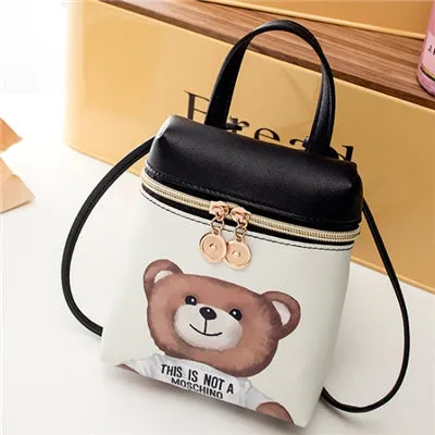 New Women's Mobile Phone Bag Cartoon Female Messenger Shoulder Bags Crossbody Cute Fashion Leather Bags Mini Bear Handbags Fashion Nova Bags