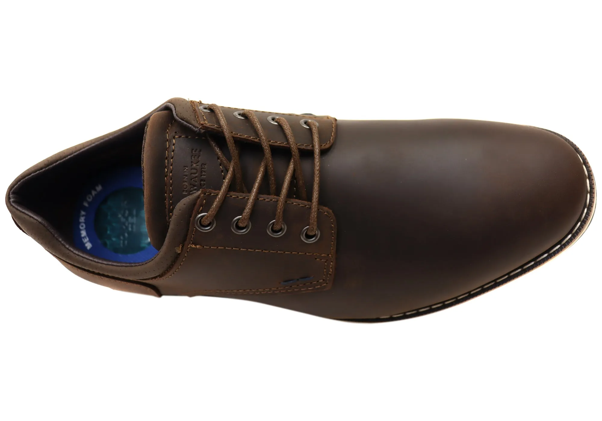 Nunn Bush By Florsheim Mens EE Extra Wide Circuit Plain Leather Shoes Florsheim Shoes