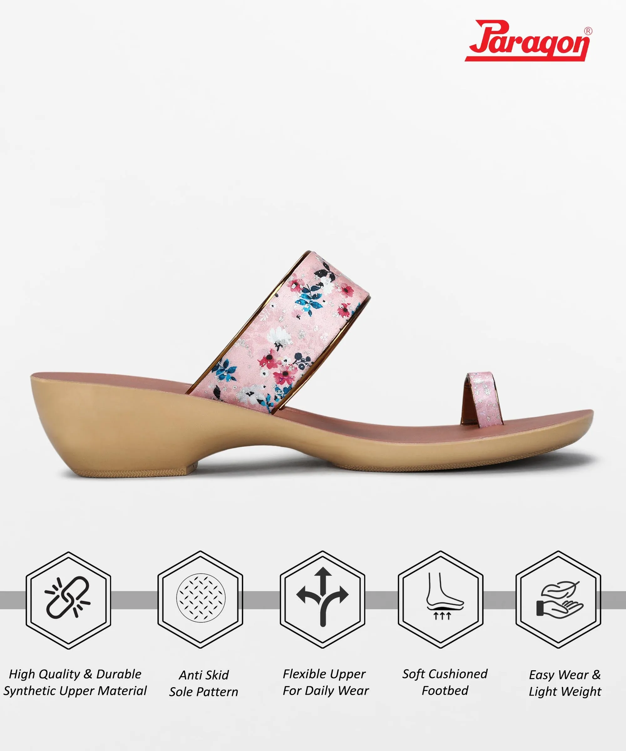 Paragon Women's Slip On Flat Peach Sandals | Durable Dailywear Sandals
