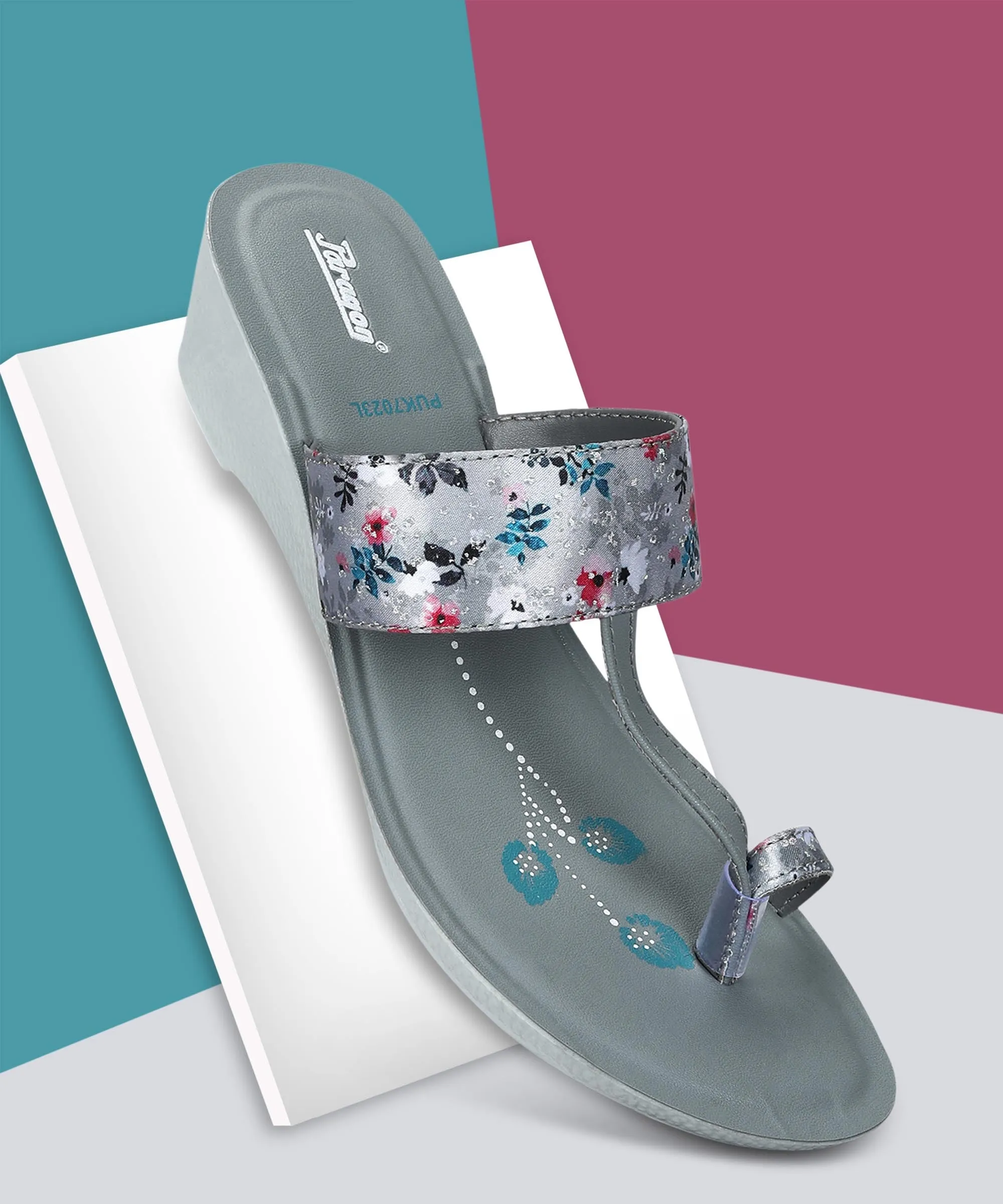Paragon Women's Slip On Wedges Grey Sandal | Durable Dailywear Sandals