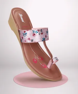 Paragon Women's Slip On Wedges Peach Sandal | Durable Dailywear Sandals