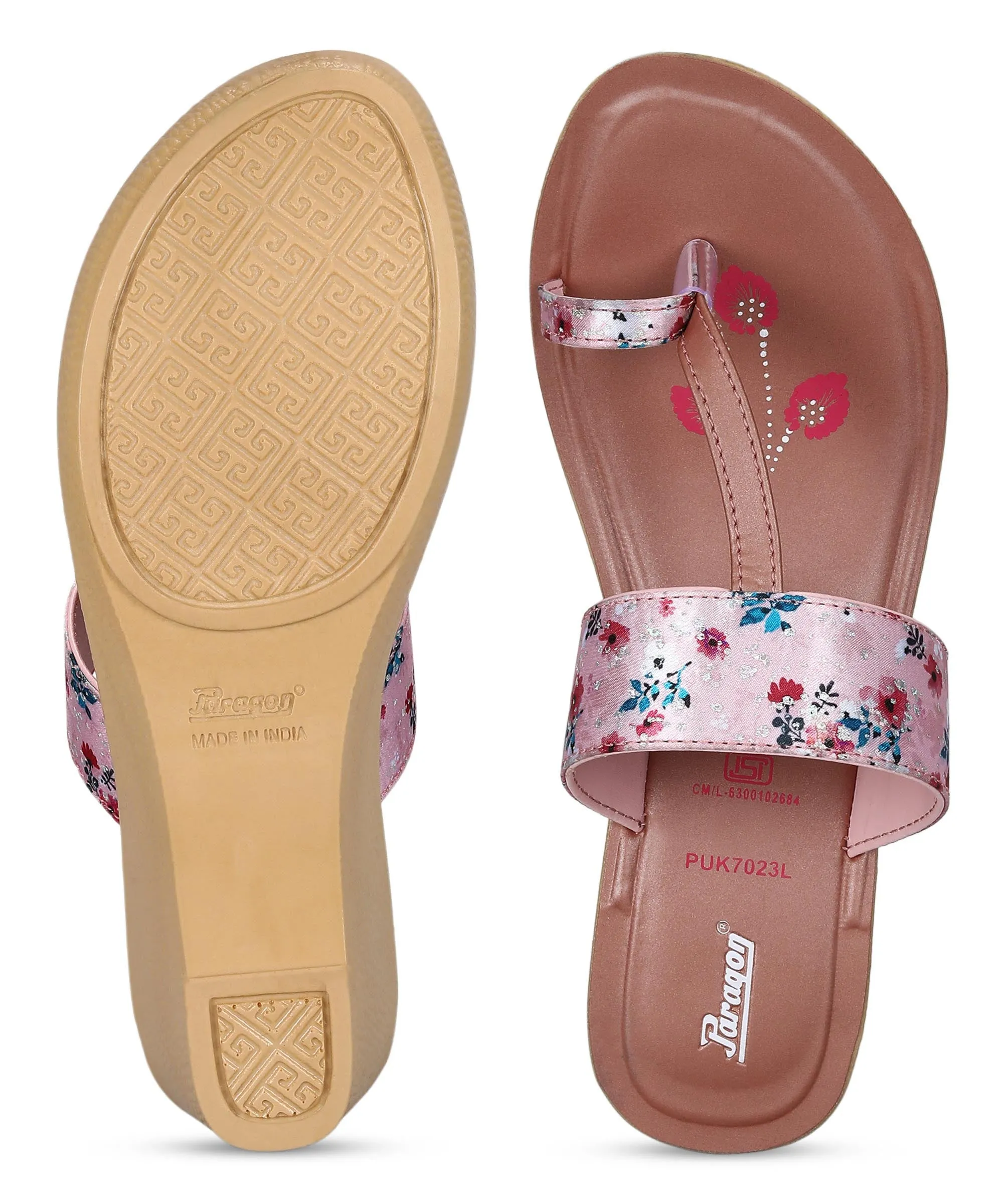 Paragon Women's Slip On Wedges Peach Sandal | Durable Dailywear Sandals