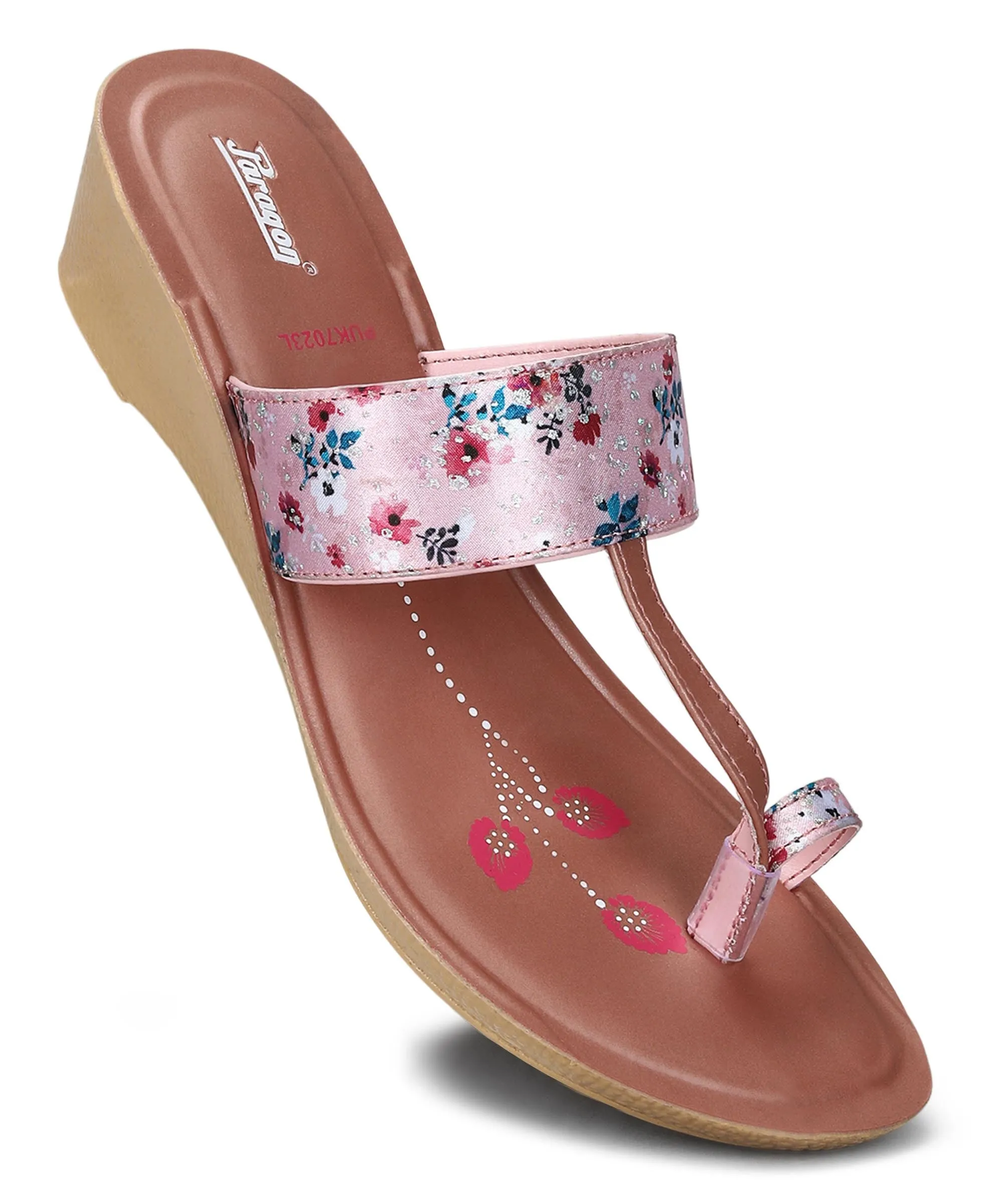 Paragon Women's Slip On Wedges Peach Sandal | Durable Dailywear Sandals