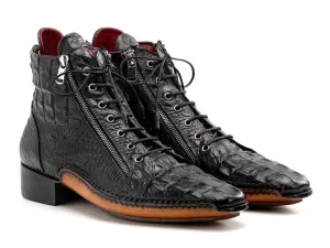 Paul Parkman Shoes Paul Parkman Crocodile Textured Leather Men's Zipper Boots in Black