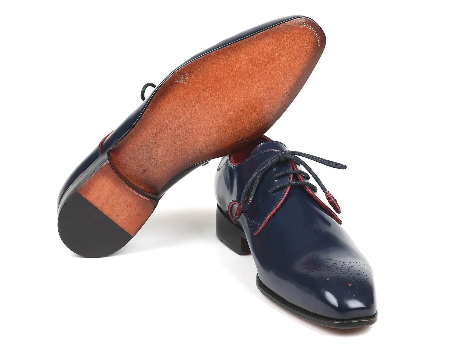 Paul Parkman Shoes Paul Parkman Medallion Toe Derby Shoes in Navy