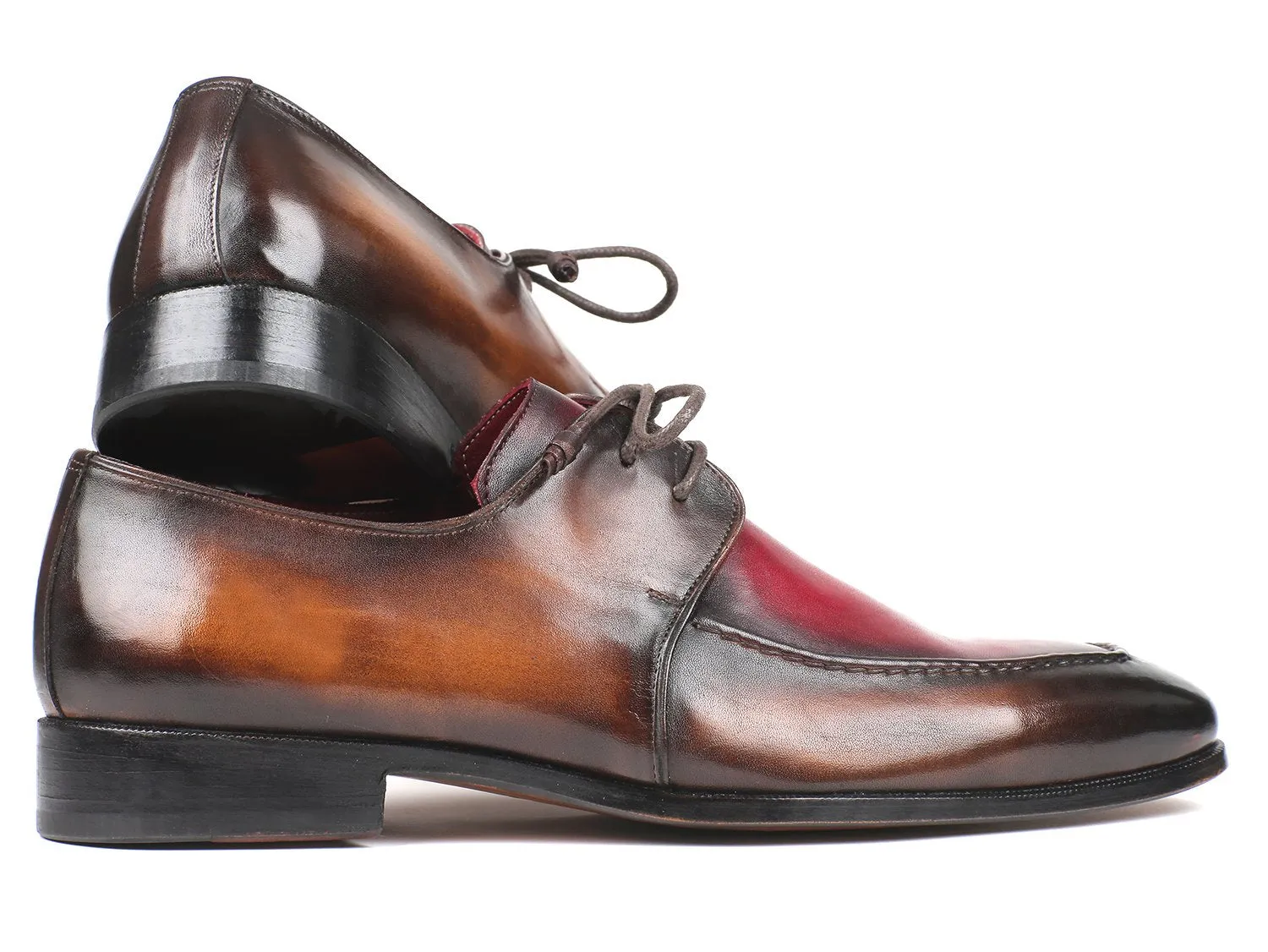 Paul Parkman Shoes Paul Parkman Men's Apron Leather Derby Shoes in Brown & Bordeaux Dual Tone