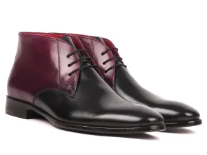 Paul Parkman Shoes Paul Parkman Men's Calfskin Chukka Boots in Black & Purple