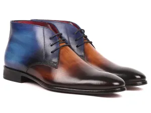 Paul Parkman Shoes Paul Parkman Men's Calfskin Chukka Boots in Brown & Blue
