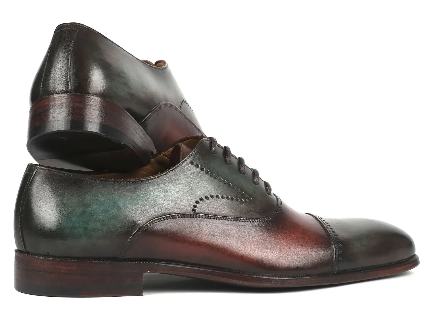 Paul Parkman Shoes Paul Parkman Men's Cap Toe Oxfords in Green & Brown