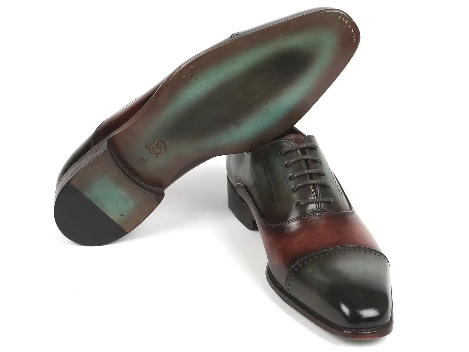 Paul Parkman Shoes Paul Parkman Men's Cap Toe Oxfords in Green & Brown