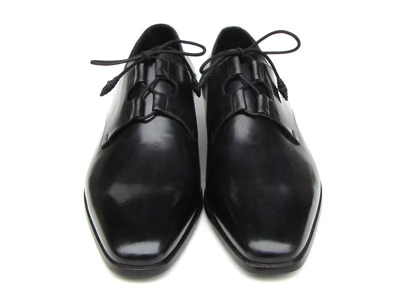 Paul Parkman Shoes Paul Parkman Men's Ghillie Lacing Hand-Painted Leather Dress Shoes in Black