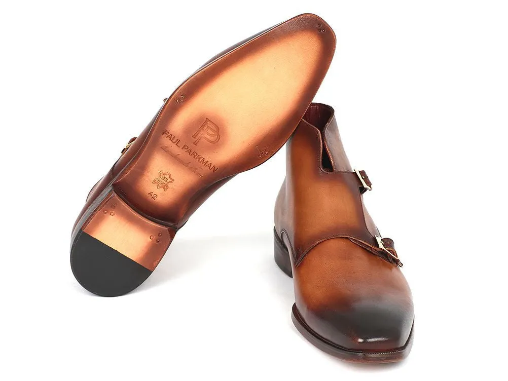 Paul Parkman Shoes Paul Parkman Men's Hand-Painted Leather Double Monkstrap Boots in Brown
