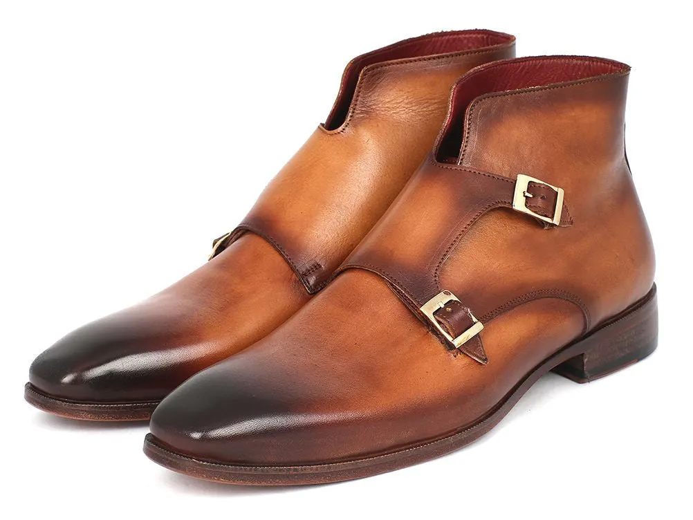 Paul Parkman Shoes Paul Parkman Men's Hand-Painted Leather Double Monkstrap Boots in Brown