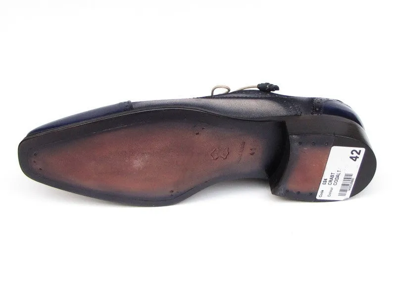 Paul Parkman Shoes Paul Parkman Men's Hand-Painted Suede Captoe Oxfords in Navy & Beige