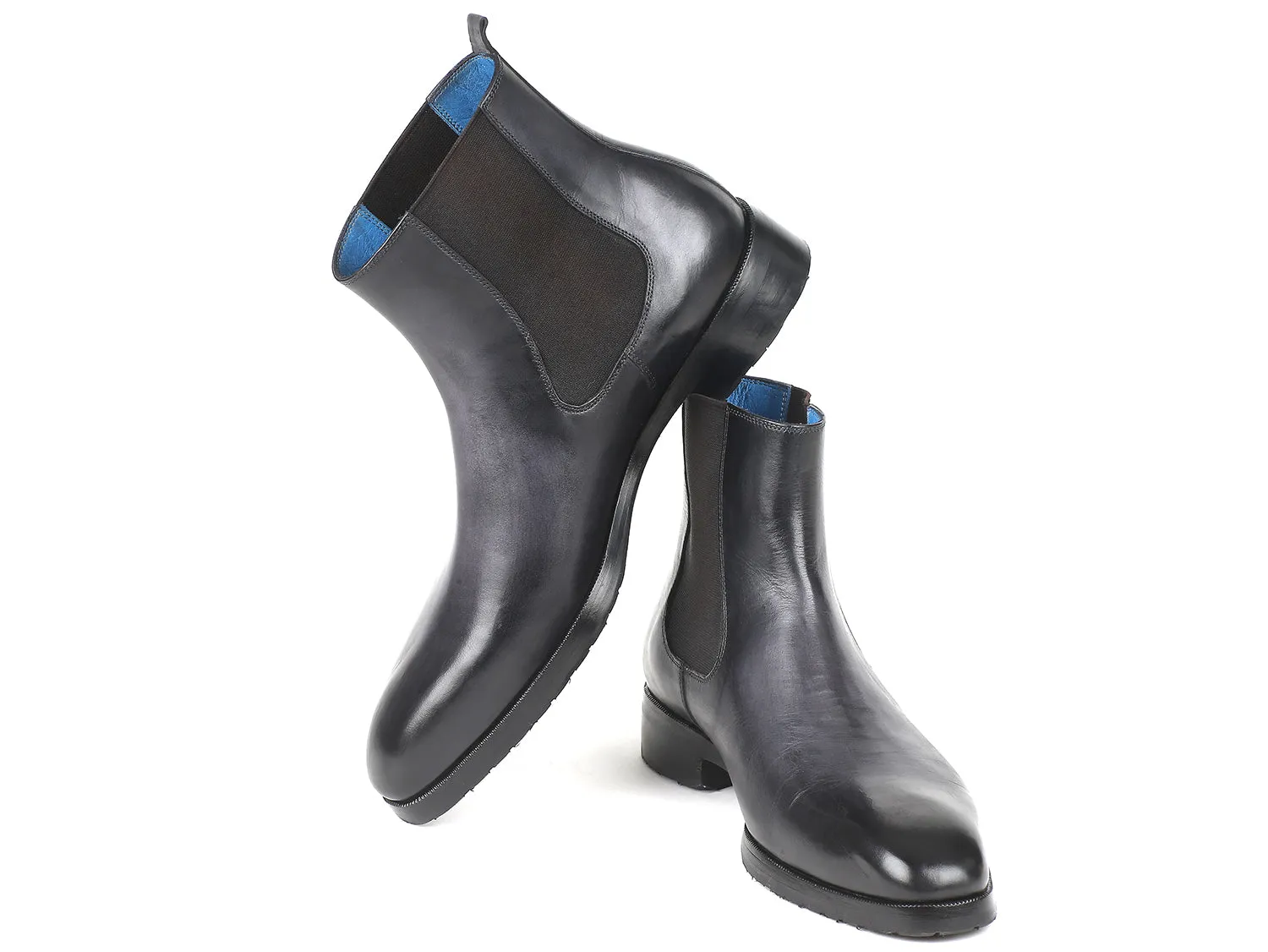 Paul Parkman Shoes Paul Parkman Men's Leather Chelsea Boots in Black & Gray