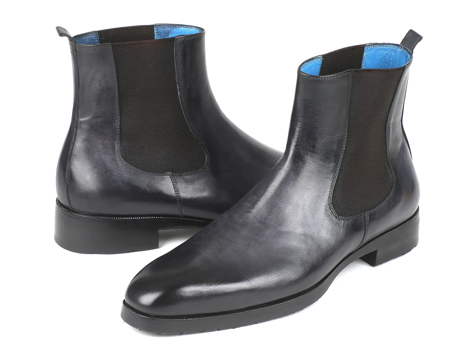 Paul Parkman Shoes Paul Parkman Men's Leather Chelsea Boots in Black & Gray