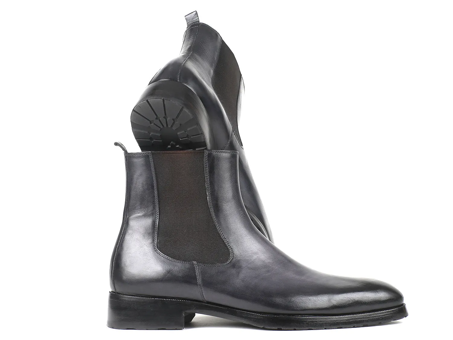 Paul Parkman Shoes Paul Parkman Men's Leather Chelsea Boots in Black & Gray