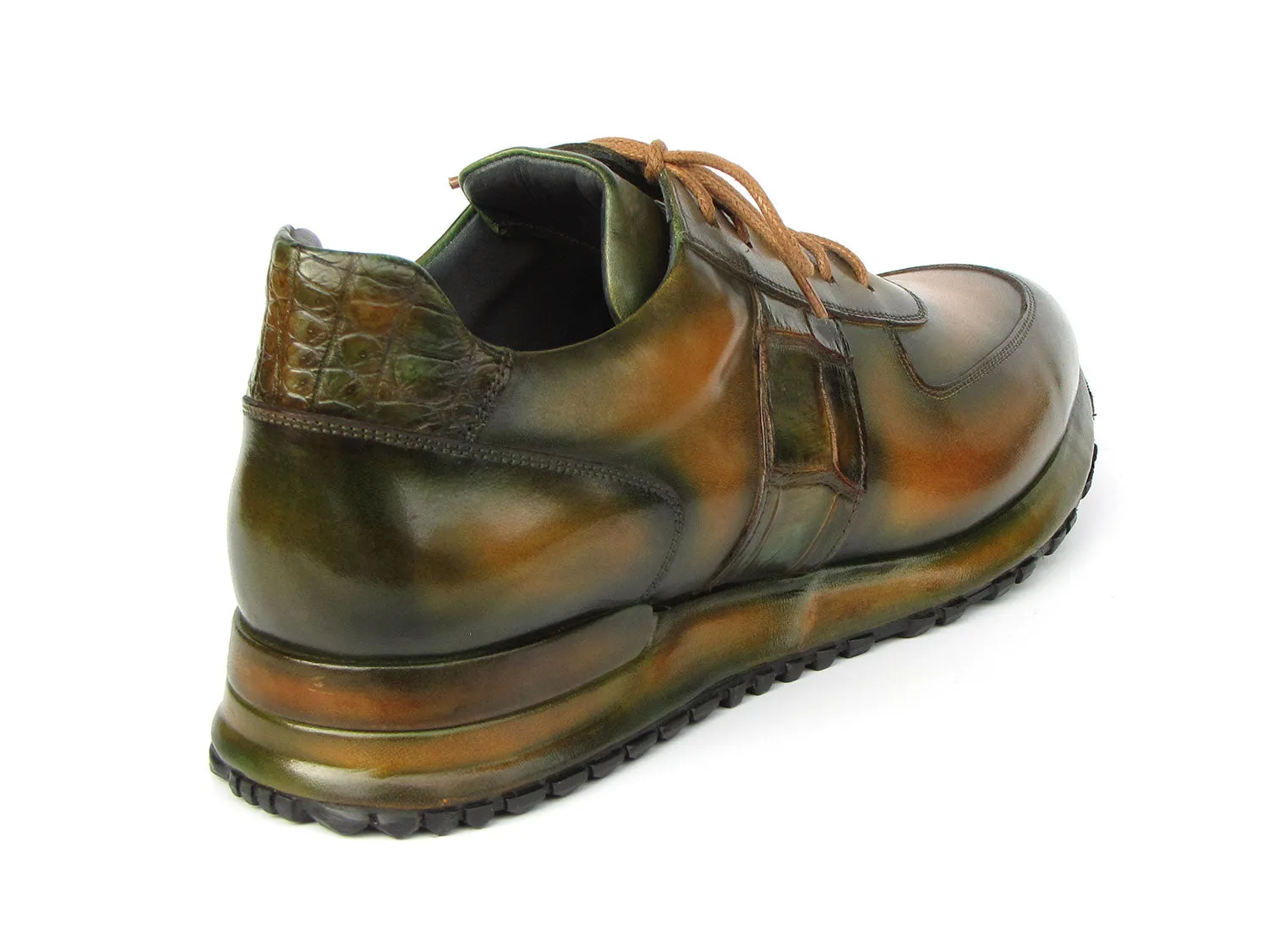 Paul Parkman Shoes Paul Parkman Men's Olive Green Hand-Painted Sneakers