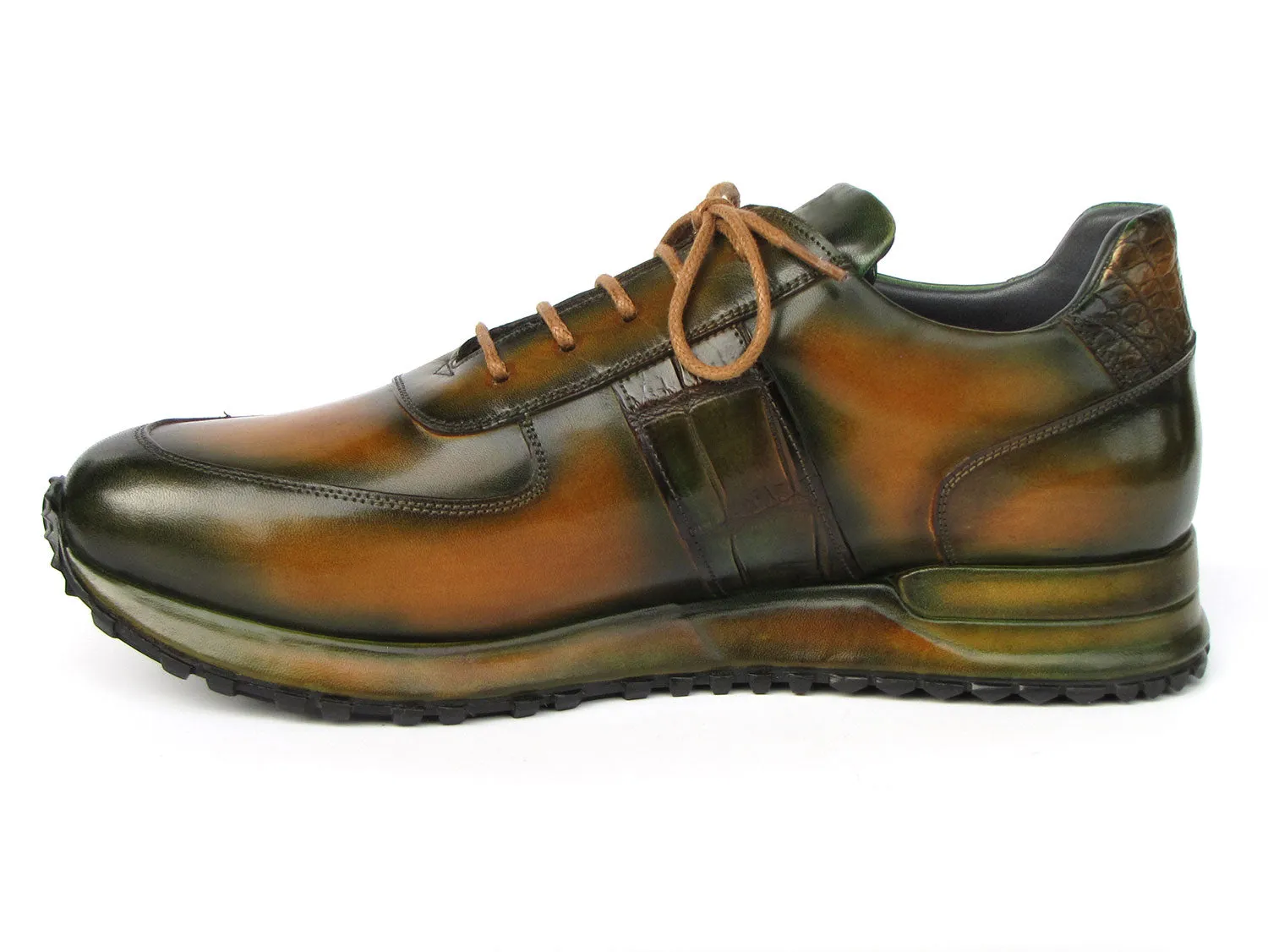Paul Parkman Shoes Paul Parkman Men's Olive Green Hand-Painted Sneakers