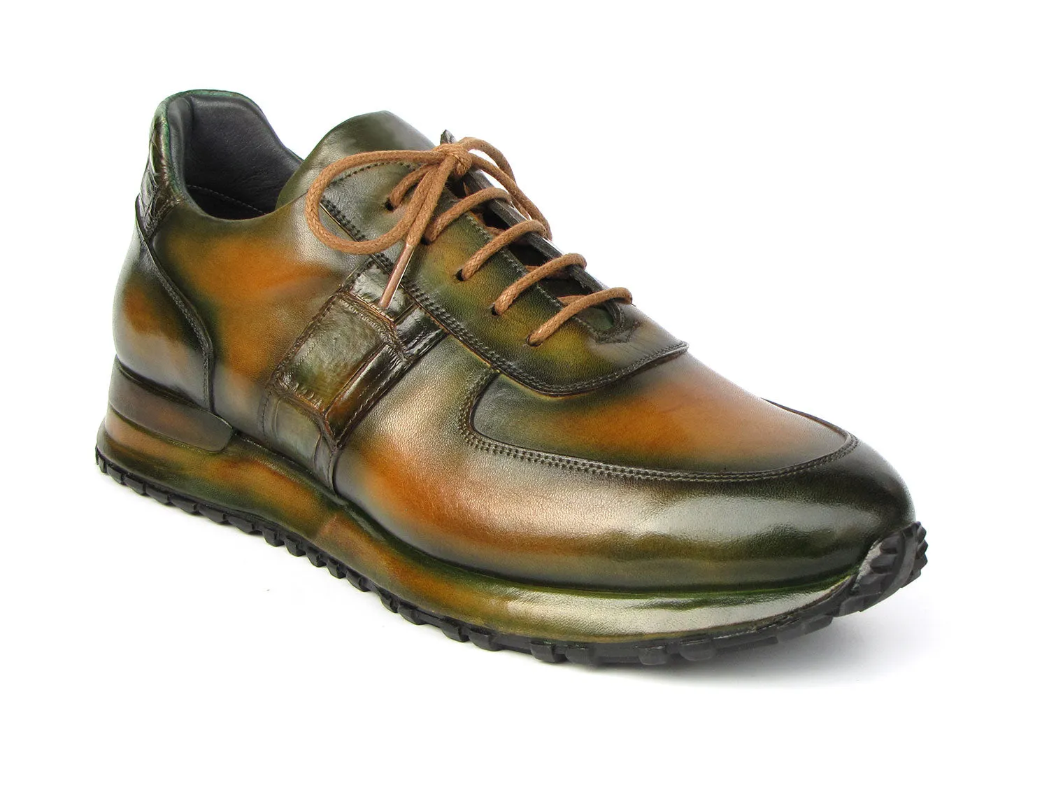 Paul Parkman Shoes Paul Parkman Men's Olive Green Hand-Painted Sneakers