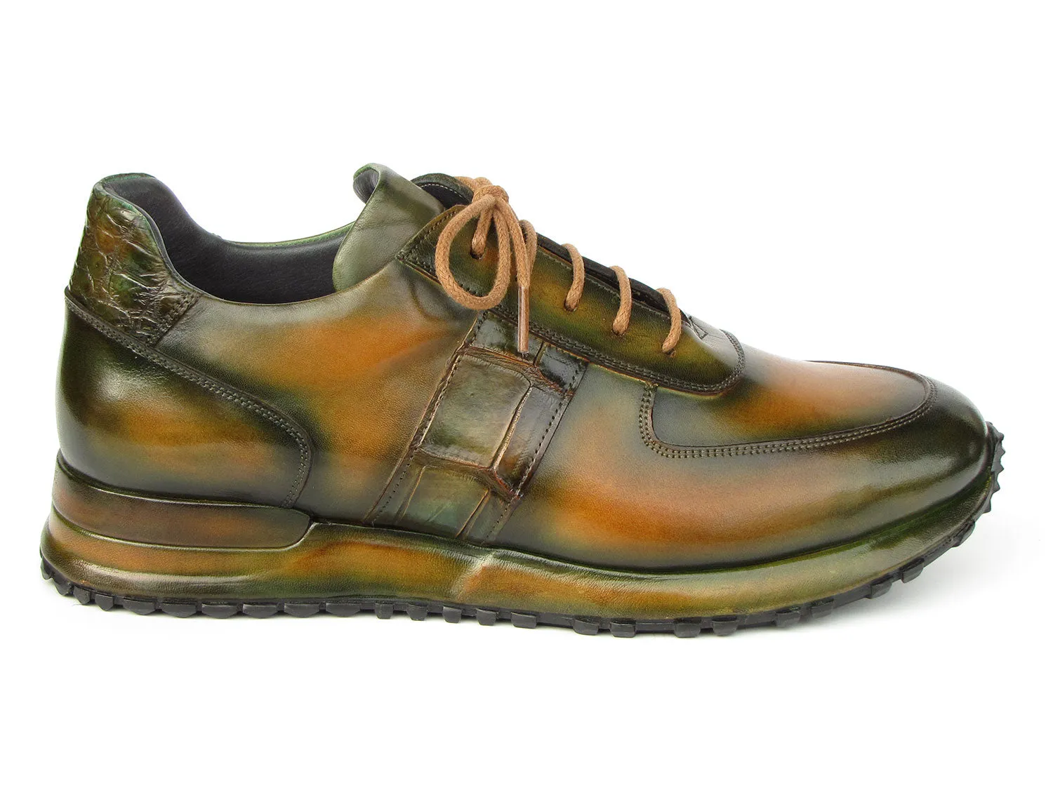 Paul Parkman Shoes Paul Parkman Men's Olive Green Hand-Painted Sneakers