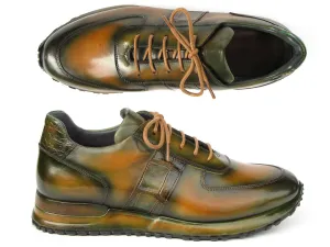 Paul Parkman Shoes Paul Parkman Men's Olive Green Hand-Painted Sneakers