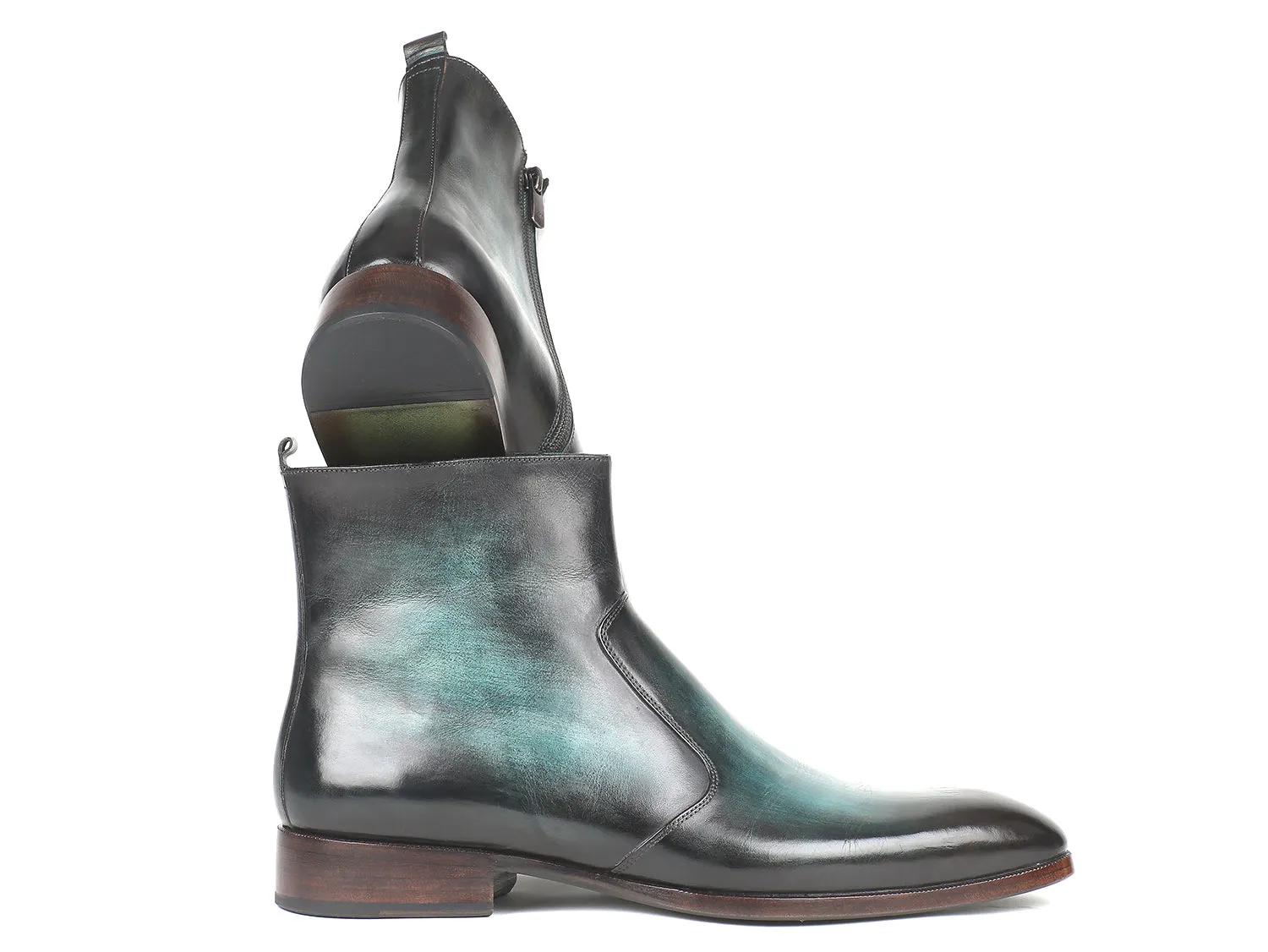 Paul Parkman Shoes Paul Parkman Men's Side Zipper Boots in Turquoise Burnished