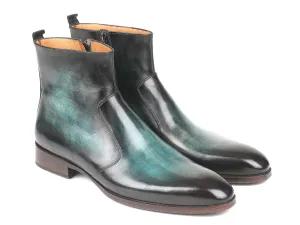 Paul Parkman Shoes Paul Parkman Men's Side Zipper Boots in Turquoise Burnished