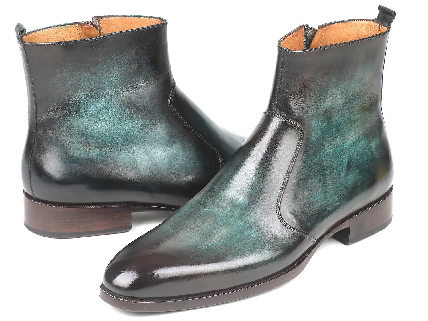 Paul Parkman Shoes Paul Parkman Men's Side Zipper Boots in Turquoise Burnished