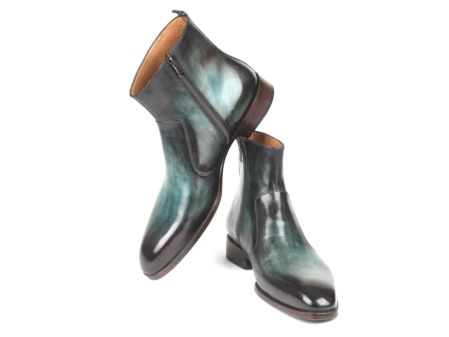 Paul Parkman Shoes Paul Parkman Men's Side Zipper Boots in Turquoise Burnished
