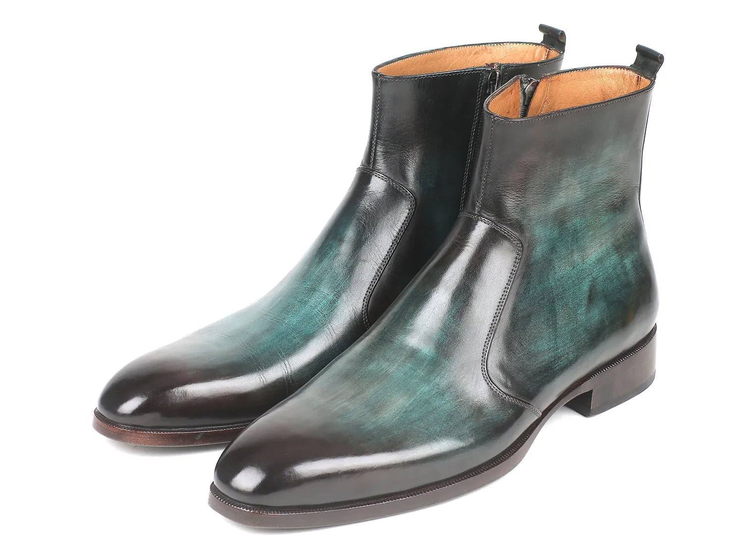Paul Parkman Shoes Paul Parkman Men's Side Zipper Boots in Turquoise Burnished