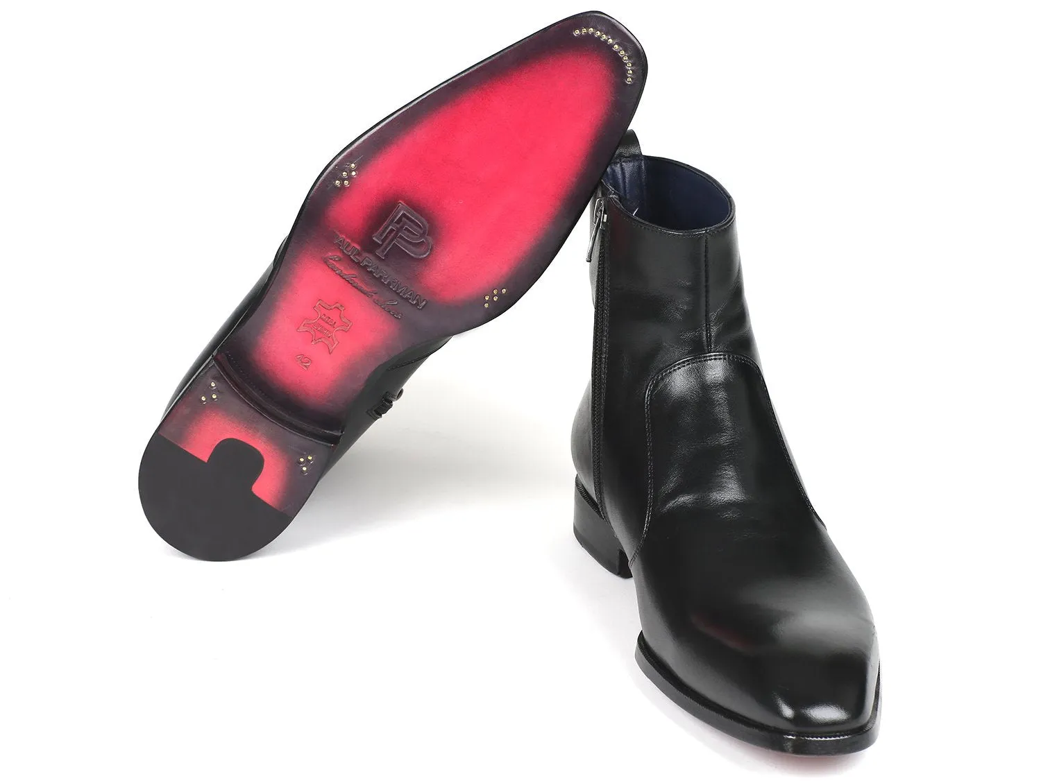 Paul Parkman Shoes Paul Parkman Men's Side Zipper Leather Boots in Black