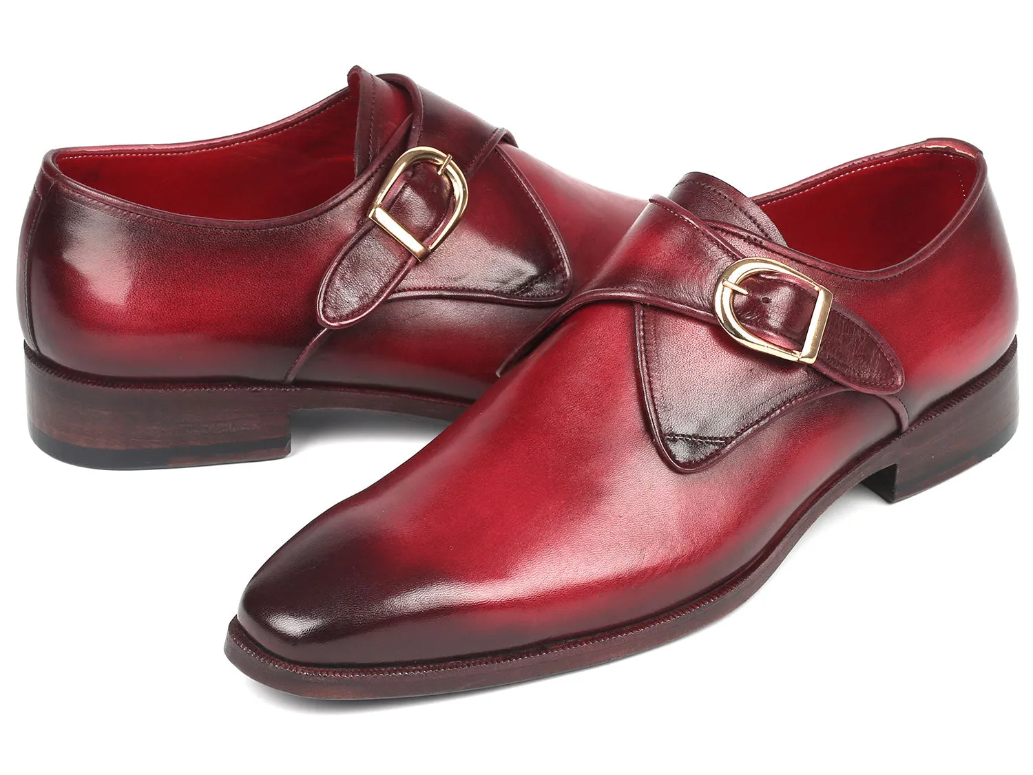 Paul Parkman Shoes Paul Parkman Men's Single Monkstrap Leather Dress Shoes in Burgundy
