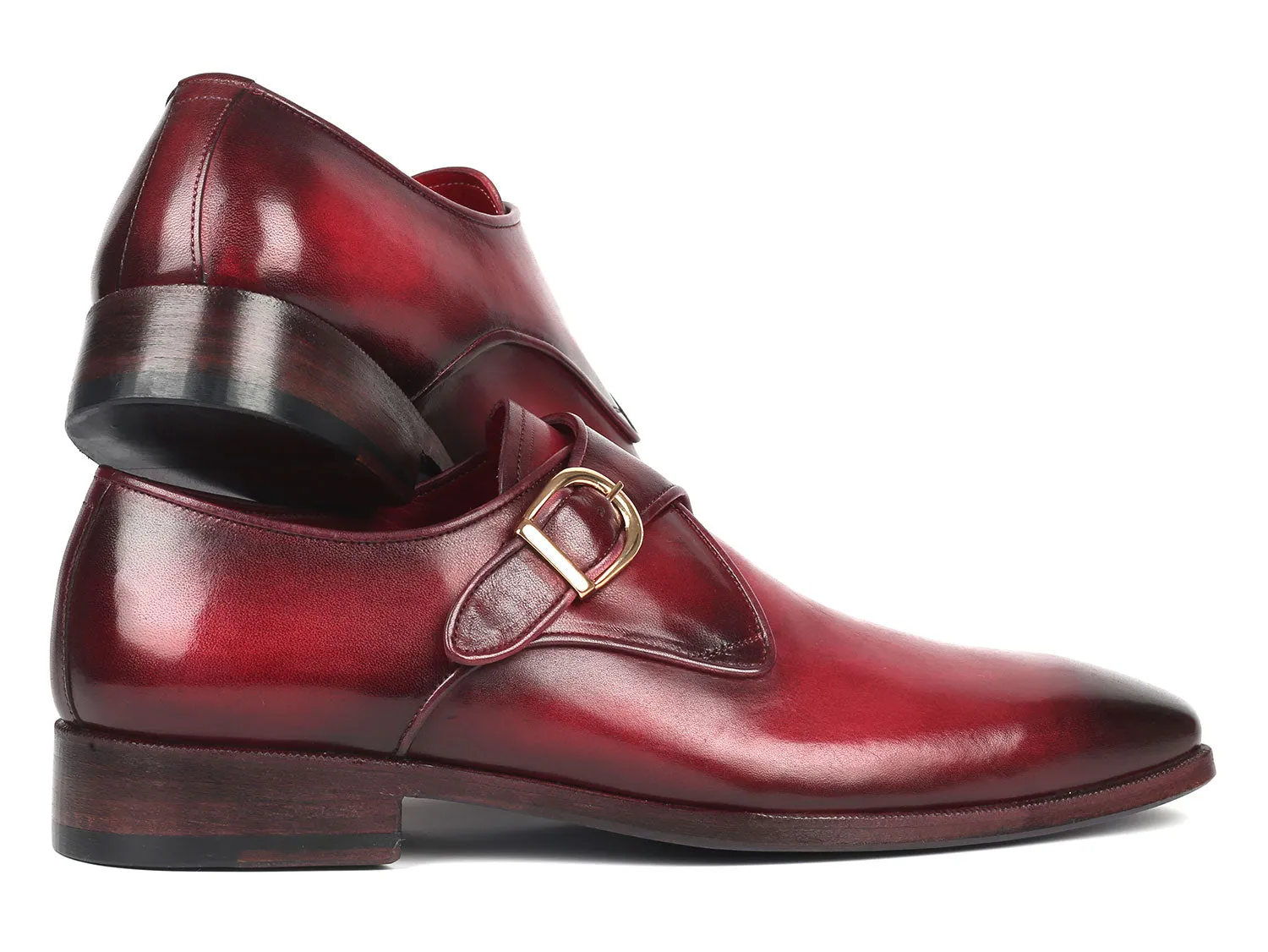 Paul Parkman Shoes Paul Parkman Men's Single Monkstrap Leather Dress Shoes in Burgundy