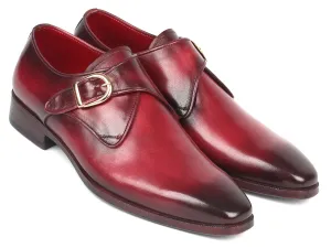 Paul Parkman Shoes Paul Parkman Men's Single Monkstrap Leather Dress Shoes in Burgundy