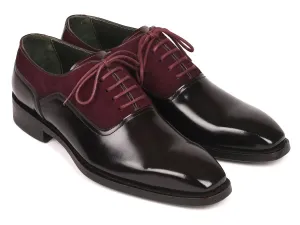 Paul Parkman Shoes Paul Parkman Men's Suede & Black Patent Oxfords in Burgundy