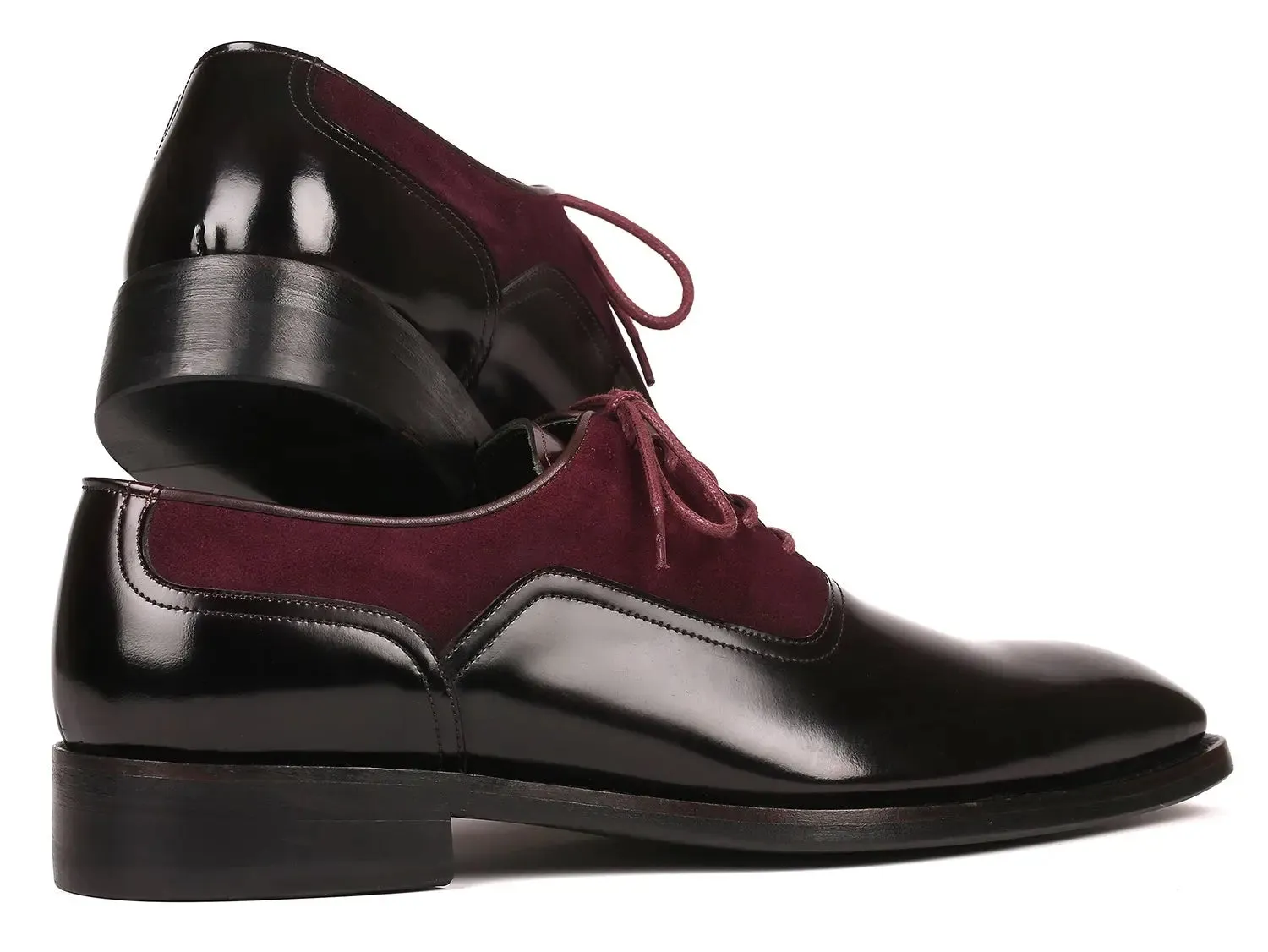 Paul Parkman Shoes Paul Parkman Men's Suede & Black Patent Oxfords in Burgundy
