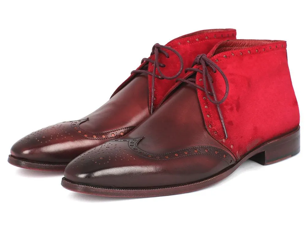 Paul Parkman Shoes Paul Parkman Men's Suede & Leather Chukka Boots in Bordeaux