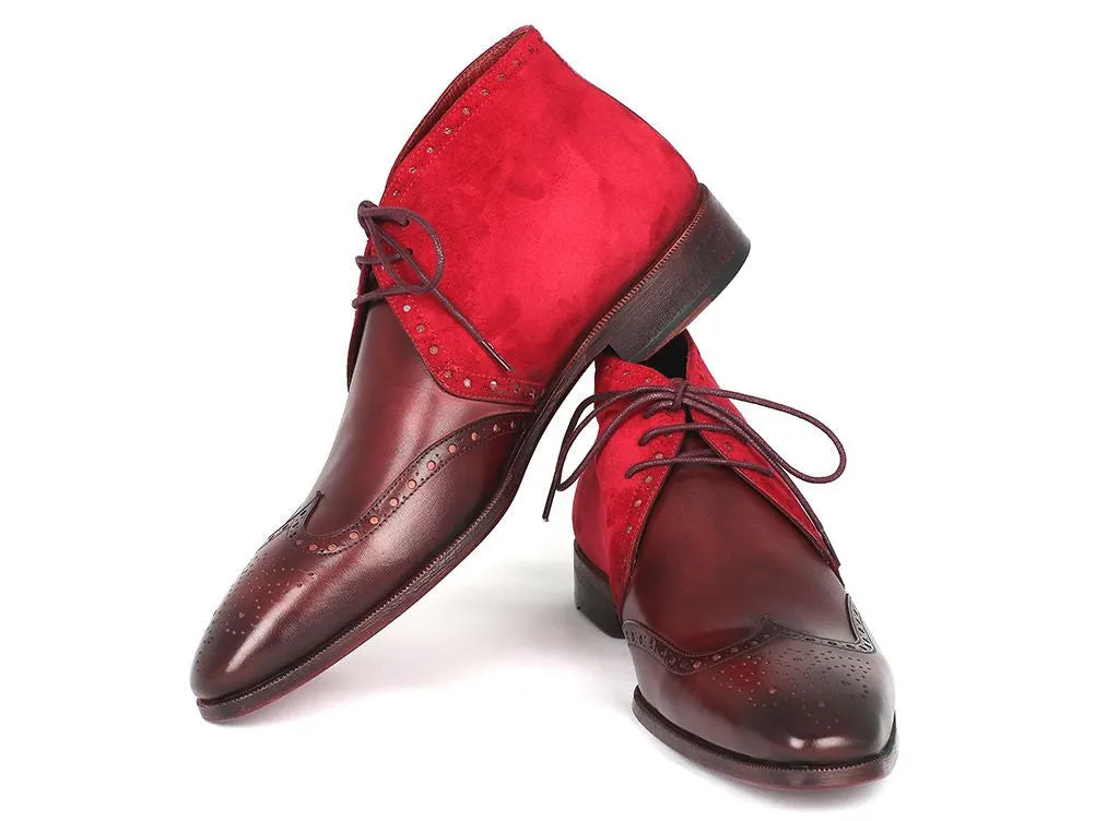 Paul Parkman Shoes Paul Parkman Men's Suede & Leather Chukka Boots in Bordeaux
