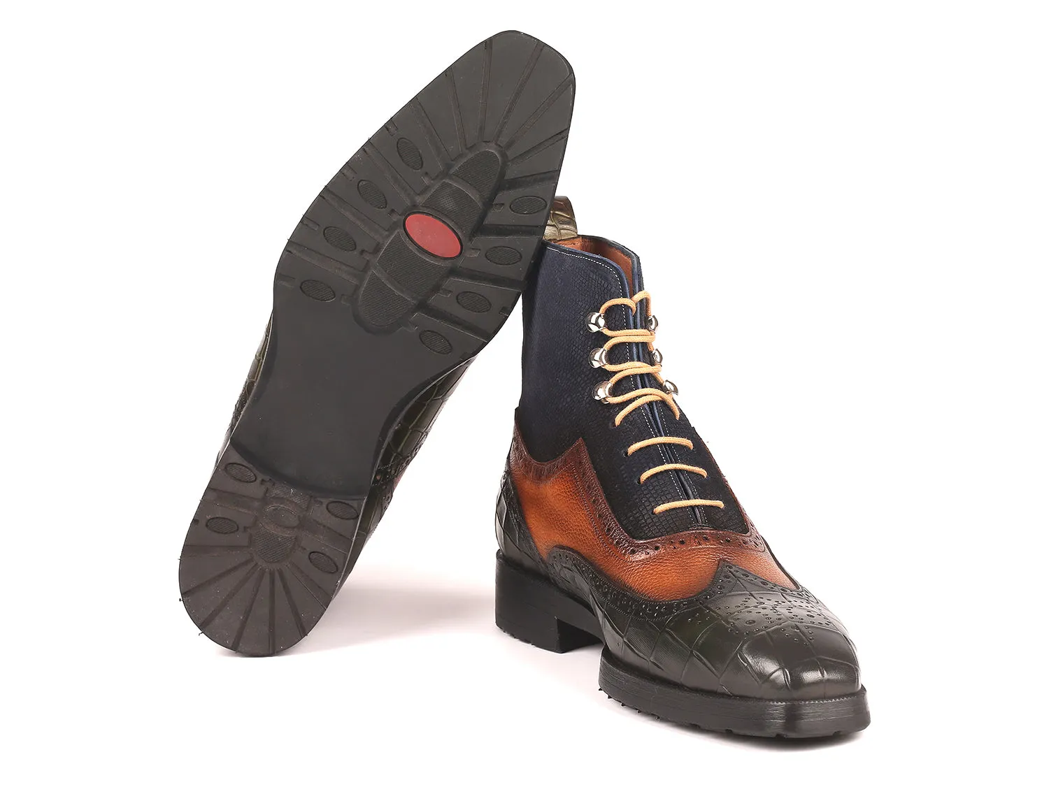 Paul Parkman Shoes Paul Parkman Men's Wingtip Rubber Sole Boots in Three Tones