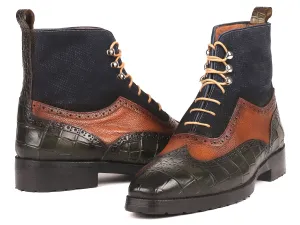 Paul Parkman Shoes Paul Parkman Men's Wingtip Rubber Sole Boots in Three Tones
