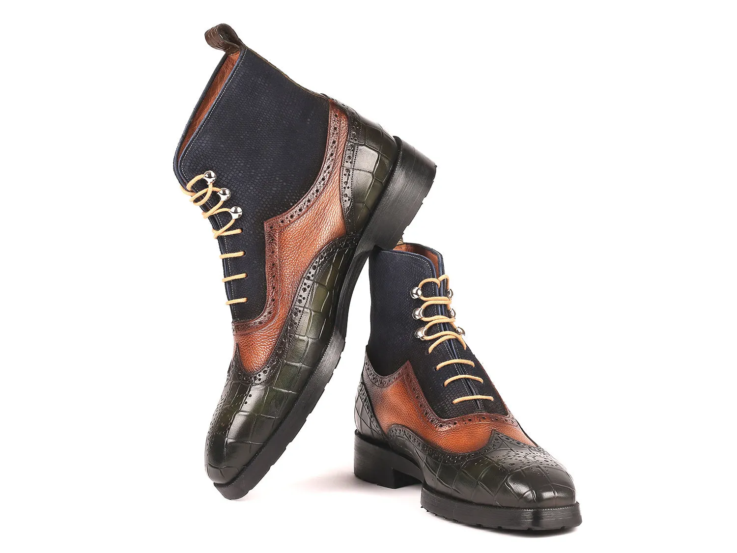 Paul Parkman Shoes Paul Parkman Men's Wingtip Rubber Sole Boots in Three Tones