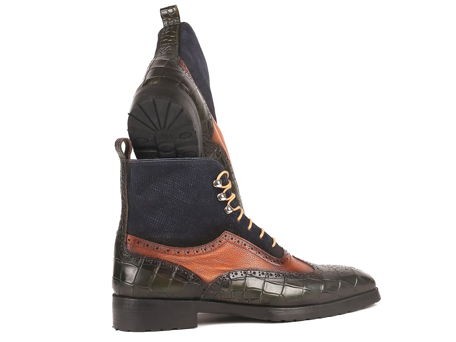Paul Parkman Shoes Paul Parkman Men's Wingtip Rubber Sole Boots in Three Tones