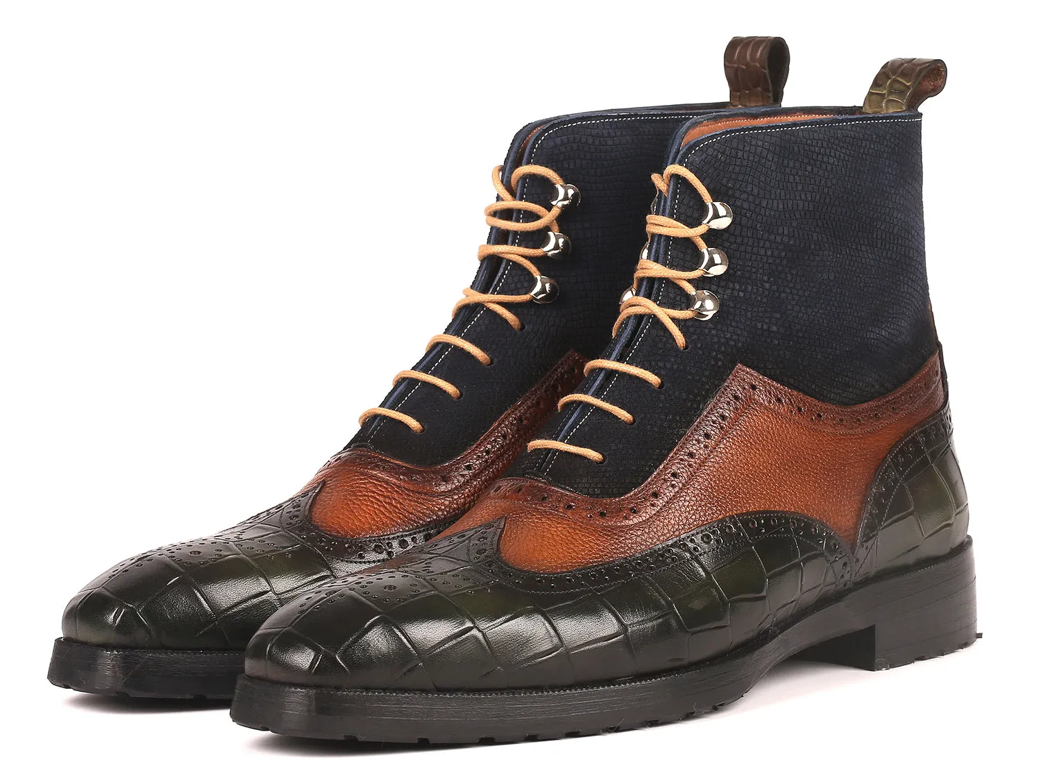 Paul Parkman Shoes Paul Parkman Men's Wingtip Rubber Sole Boots in Three Tones