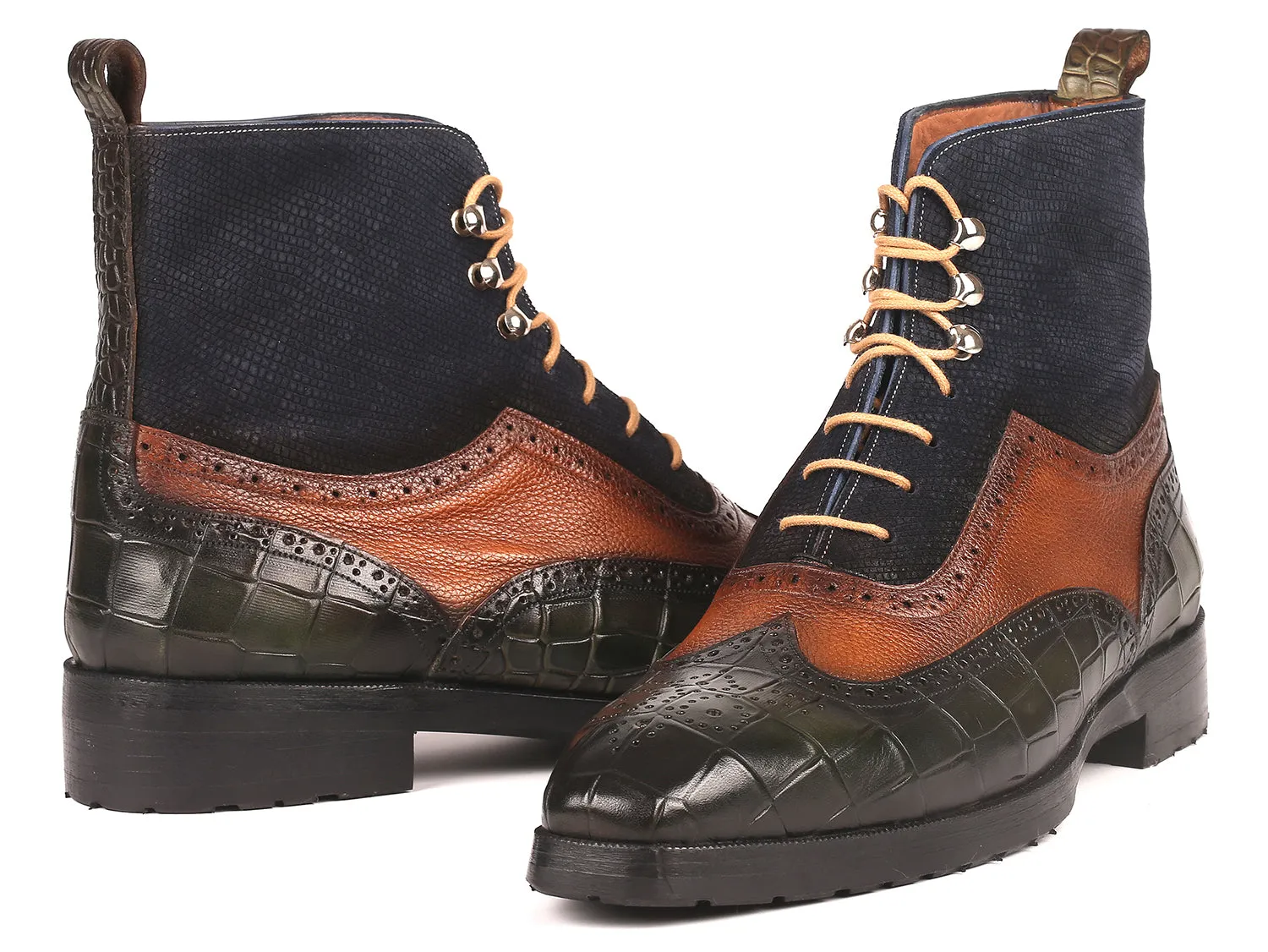 Paul Parkman Shoes Paul Parkman Men's Wingtip Rubber Sole Boots in Three Tones