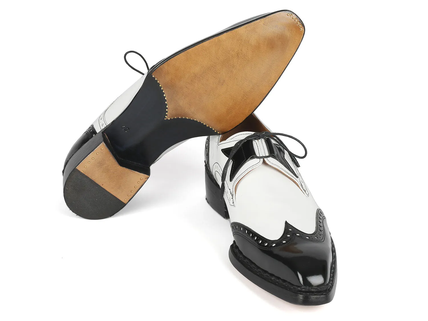 Paul Parkman Shoes Paul Parkman Norwegian Welted Wingtip Men's Dress Shoes Black / White