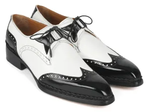 Paul Parkman Shoes Paul Parkman Norwegian Welted Wingtip Men's Dress Shoes Black / White