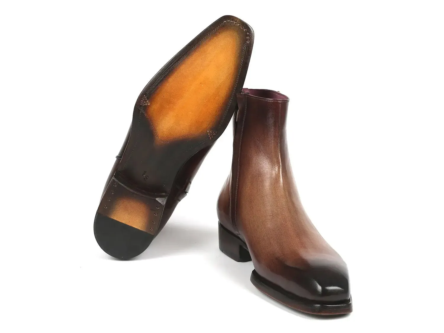 Paul Parkman Shoes Paul Parkman Side Zipper Boots Goodyear Welted in Brown Burnished
